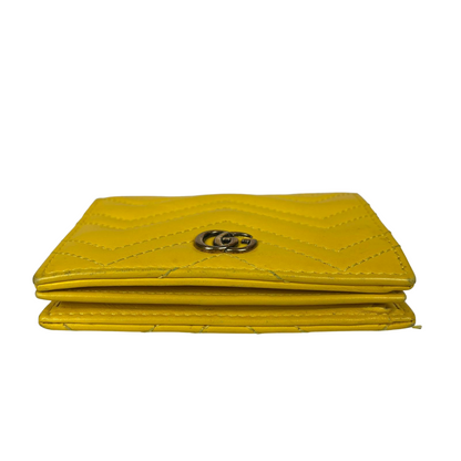 Gucci GG Marmont Card Case Wallet in Yellow with GHW