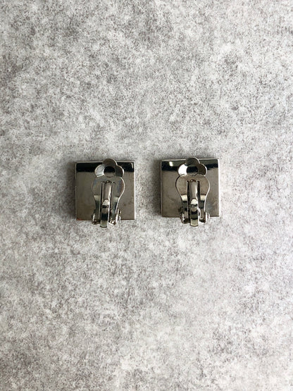 CELINE Logo Motif Earrings Silver Vintage iudp3b