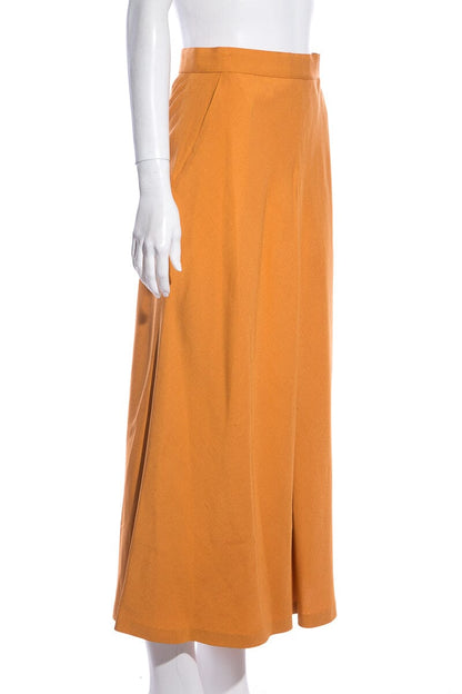 Chanel Vintage Orange Pleat Front Skirt SZ N/A