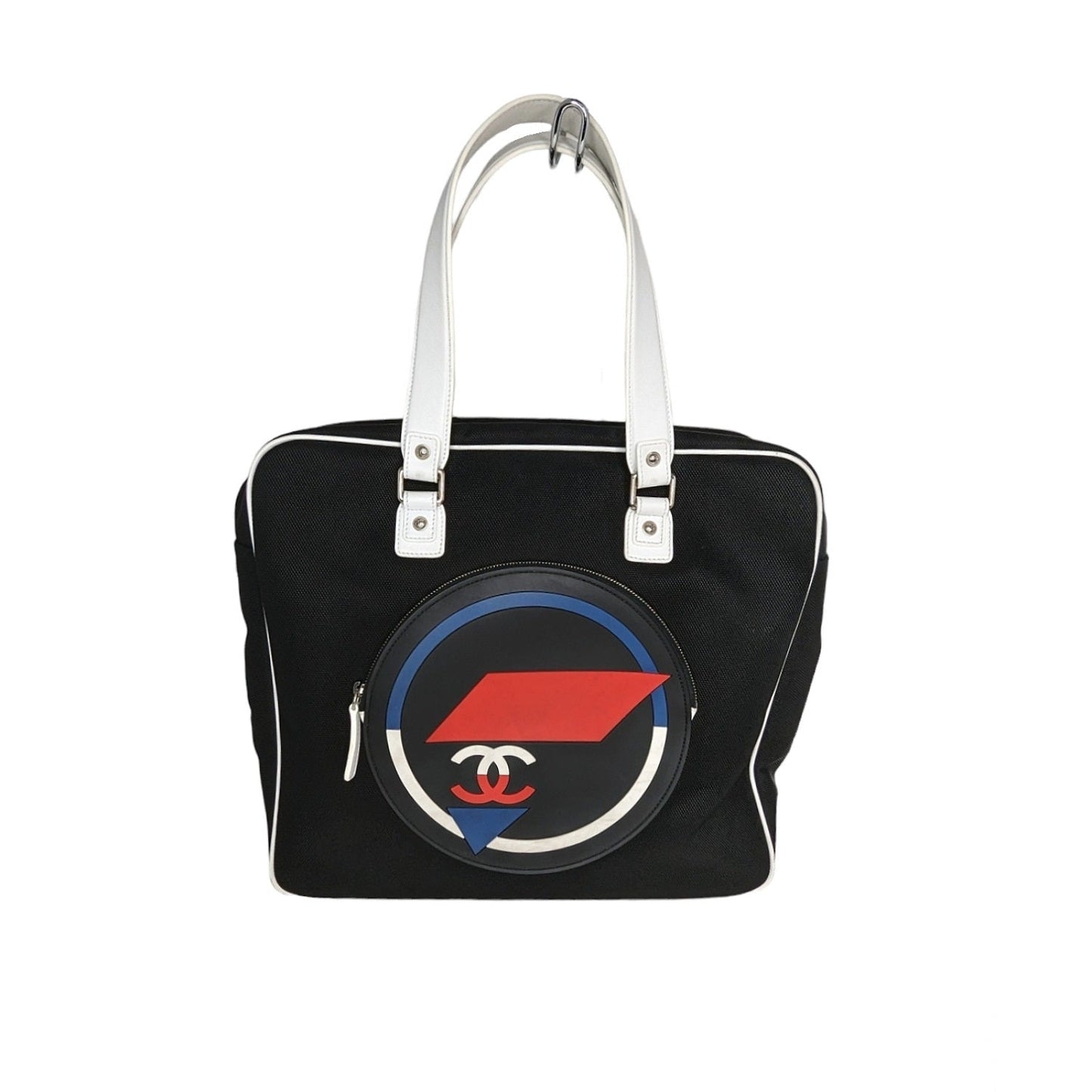 Chanel Toile Rubber Leather Large Zipped Airline Shopping Bag