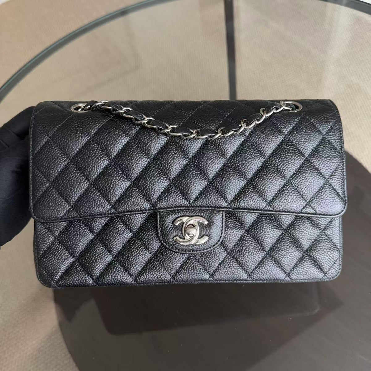 Chanel Classic Flap Medium - Caviar Quilted 25CM Black Silver Hardware Series 18