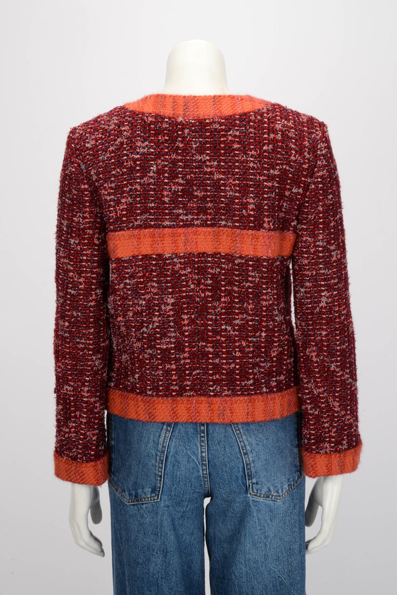 Chanel Red & Orange Fantasy Tweed Jacket FR 40