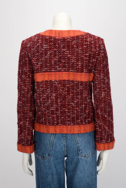 Chanel Red & Orange Fantasy Tweed Jacket FR 40