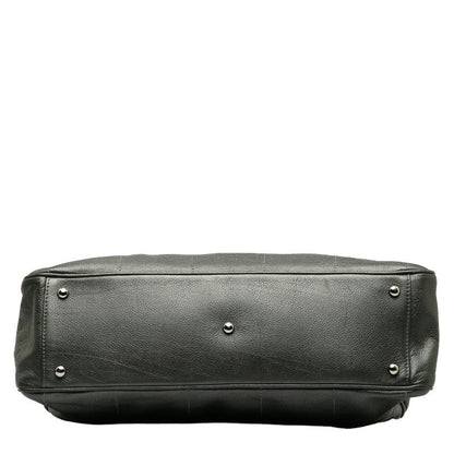 Chanel Chocolate Bar Mini Boston Bag Handbag Gray Leather Lady Chanel