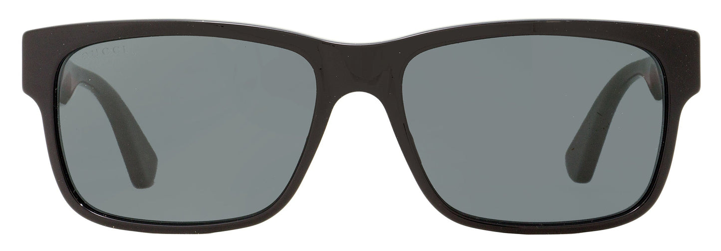 Gucci Men's Rectangular Sunglasses GG0340S 006 Black/Green/Red 58mm