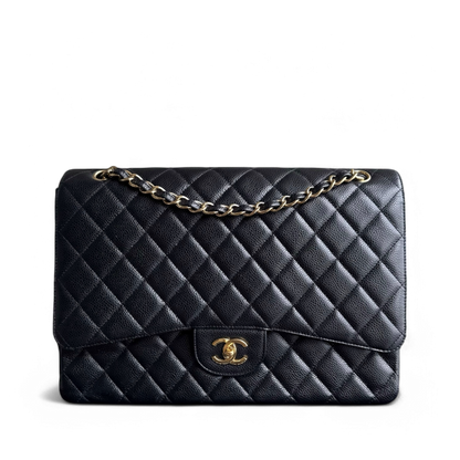 Chanel Classic Flap Maxi - Caviar 33CM Quilted Black Gold Hardware Series 13