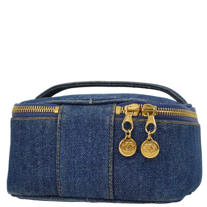Chanel Blue Denim Timeless Vanity HandBag