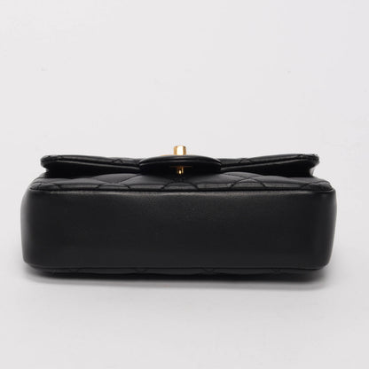 Chanel Black Lambskin Mini Rectangular Heart Chain Flap Bag
