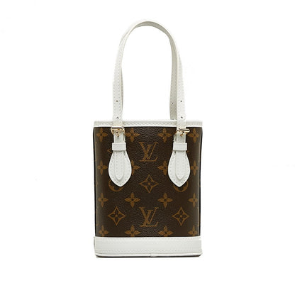 Louis Vuitton Monogram Nano Bucket Handbag 2WAY M81489 Brown White PVC Leather Ladies Louis Vuitton