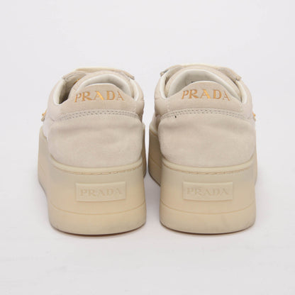 Prada Ecru Suede & Nylon Downtown Bold Sneakers 36