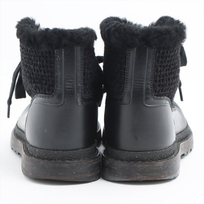 Chanel Coco Wool x Leather Boots 36  Black G32179 Boar