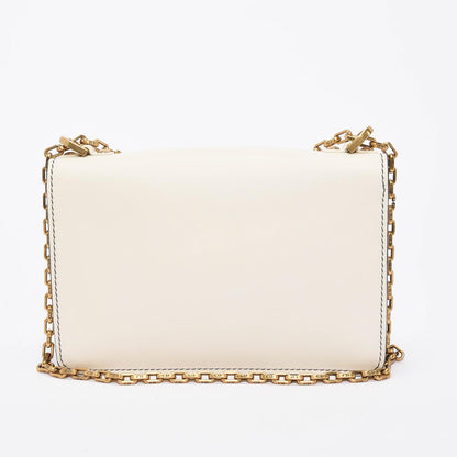 Dior White Calfskin Medium J'Adior Chain Flap Bag
