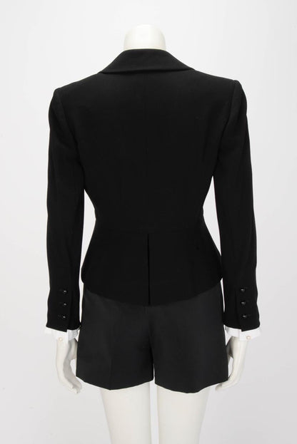 Chanel Black Wool Cropped Dinner Jacket FR 38