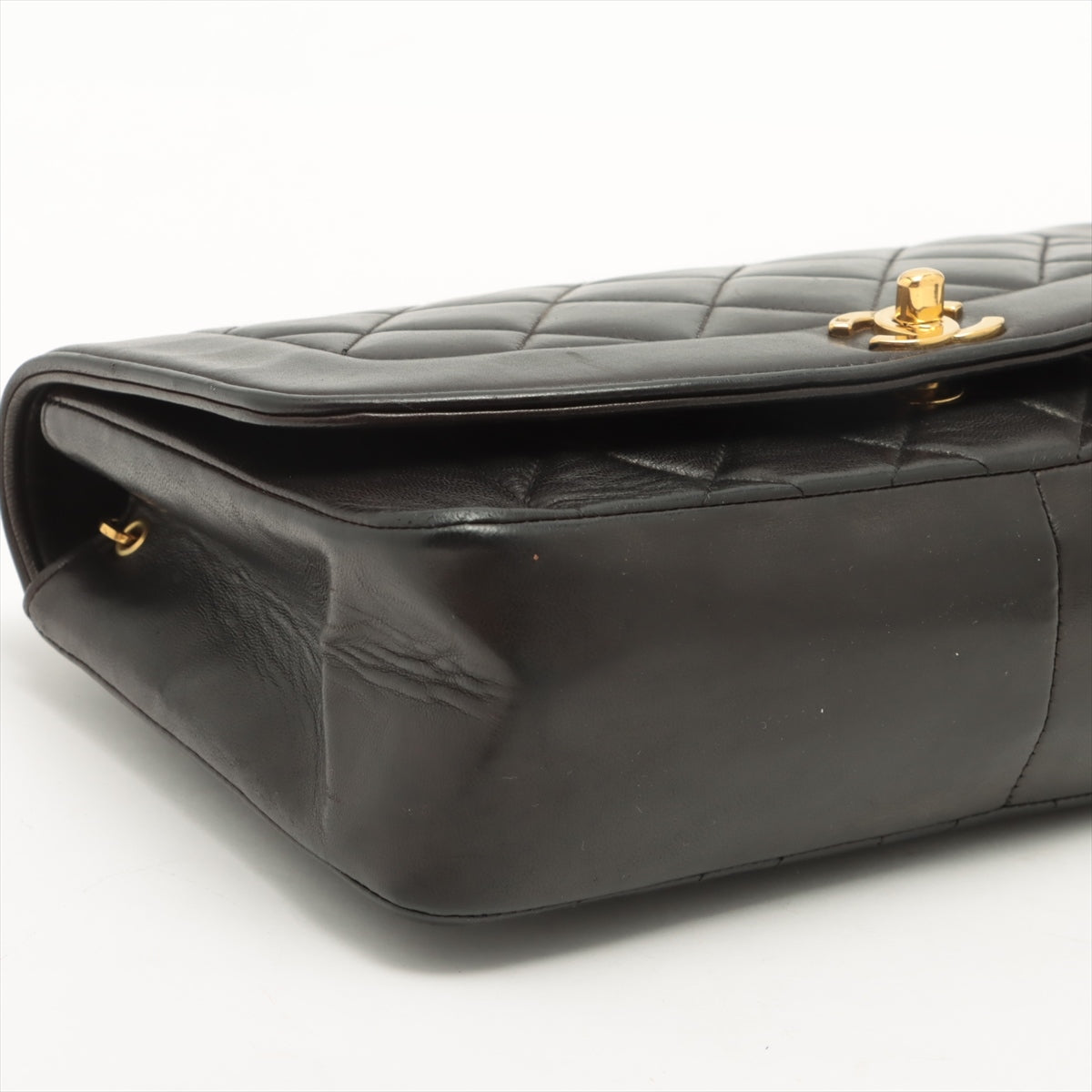 Chanel Matrasse  Single Flap Single Chain Bag Diamond Flap Black Gold  3rd