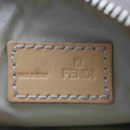 Fendi White Zucchino Print on Taupe Canvas And Leather Clutch/Cosmetic Bag