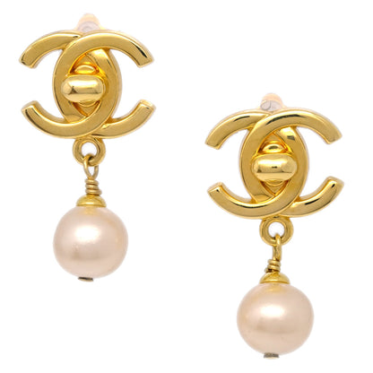 Chanel Artificial Pearl Dangle Earrings 97P