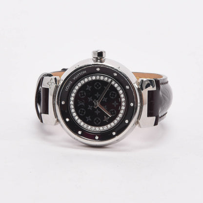 Louis Vuitton Amarante Stainless Steel & Diamond Tambour Disc Watch