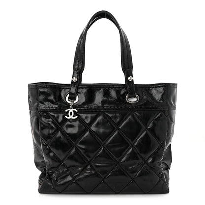 Vinyl Quilted Large Paris Biarritz Tote Black