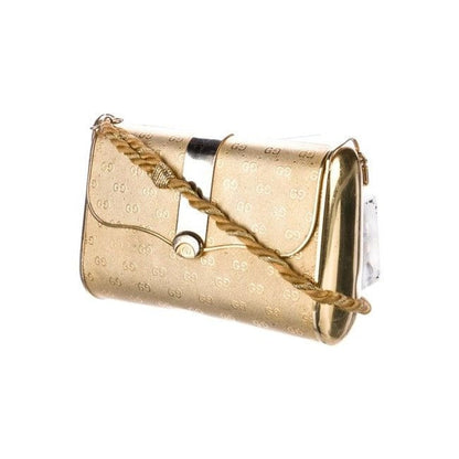 Gucci Clutch Guccissima Two Way Clutchcross Multi Tonal Accents Rose Gold W Logo Print Metal Cross B