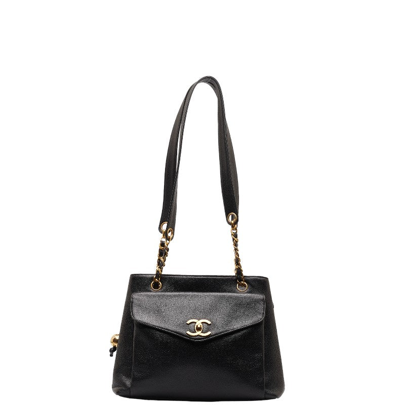 Chanel Coco Chain Shoulder Bag A08036 Black Caviar S  Chanel