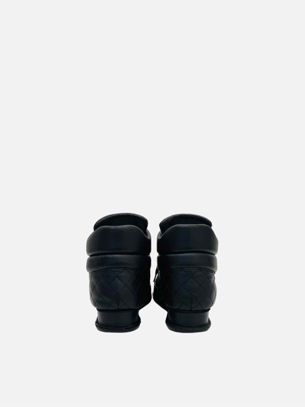 CHANEL High Top Black Quilted Sneakers