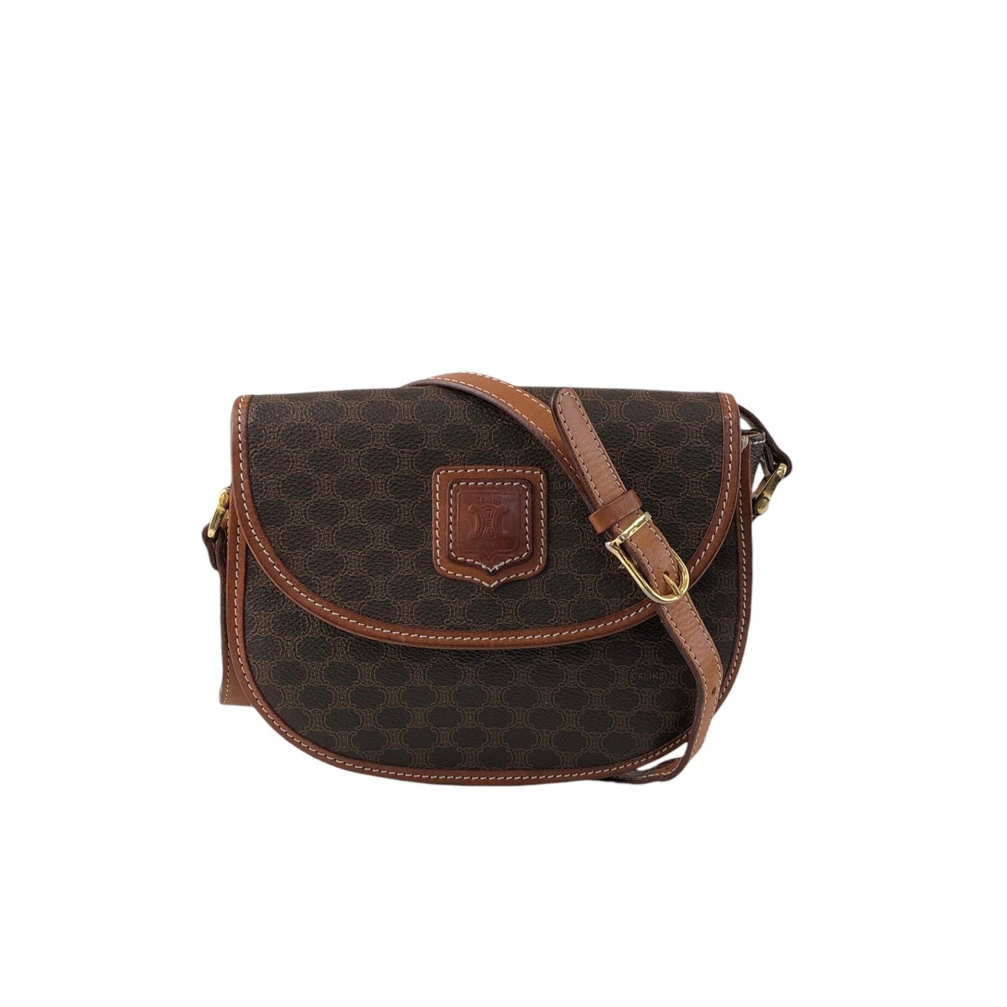 CELINE  Round Shoulder bag Brown Vintage v54uj5