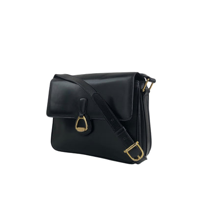 CELINE Horse Bit Crossbody Shoulder bag Black Vintage pv63af