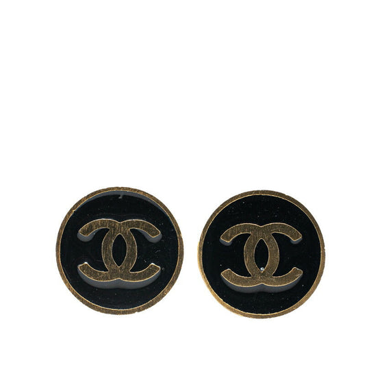 Chanel Gold Plated Coco Mark Round Earrings 01P