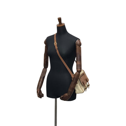 CELINE  Shoulder bag White×Brown Vintage ue3evj