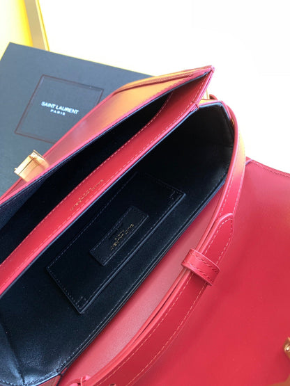 Yves Saint Laurent Solferino Medium Satchel Bag In Box Red With Gold Hardware