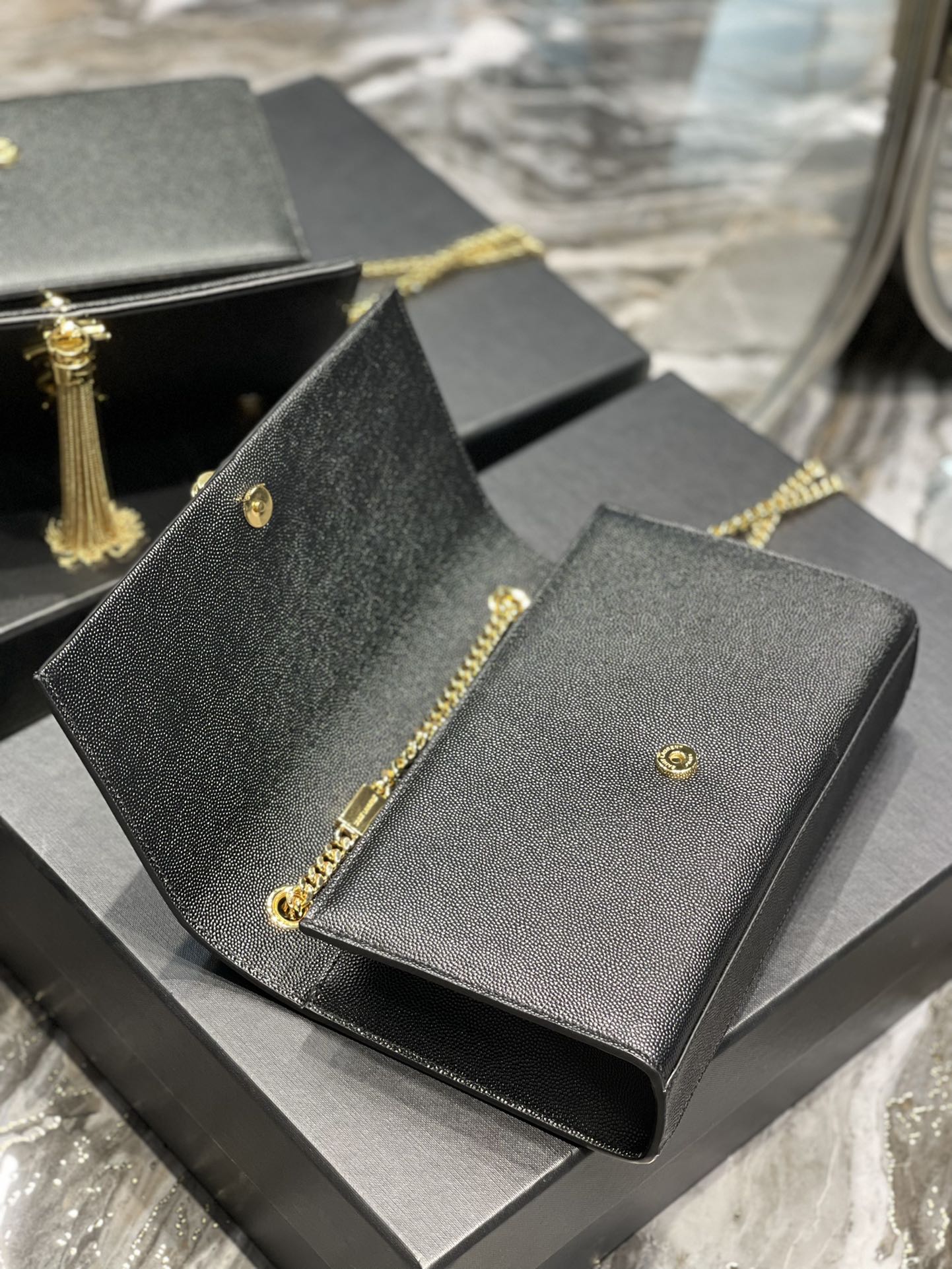 Yves Saint Laurent Kata Medium Chain Bag Black