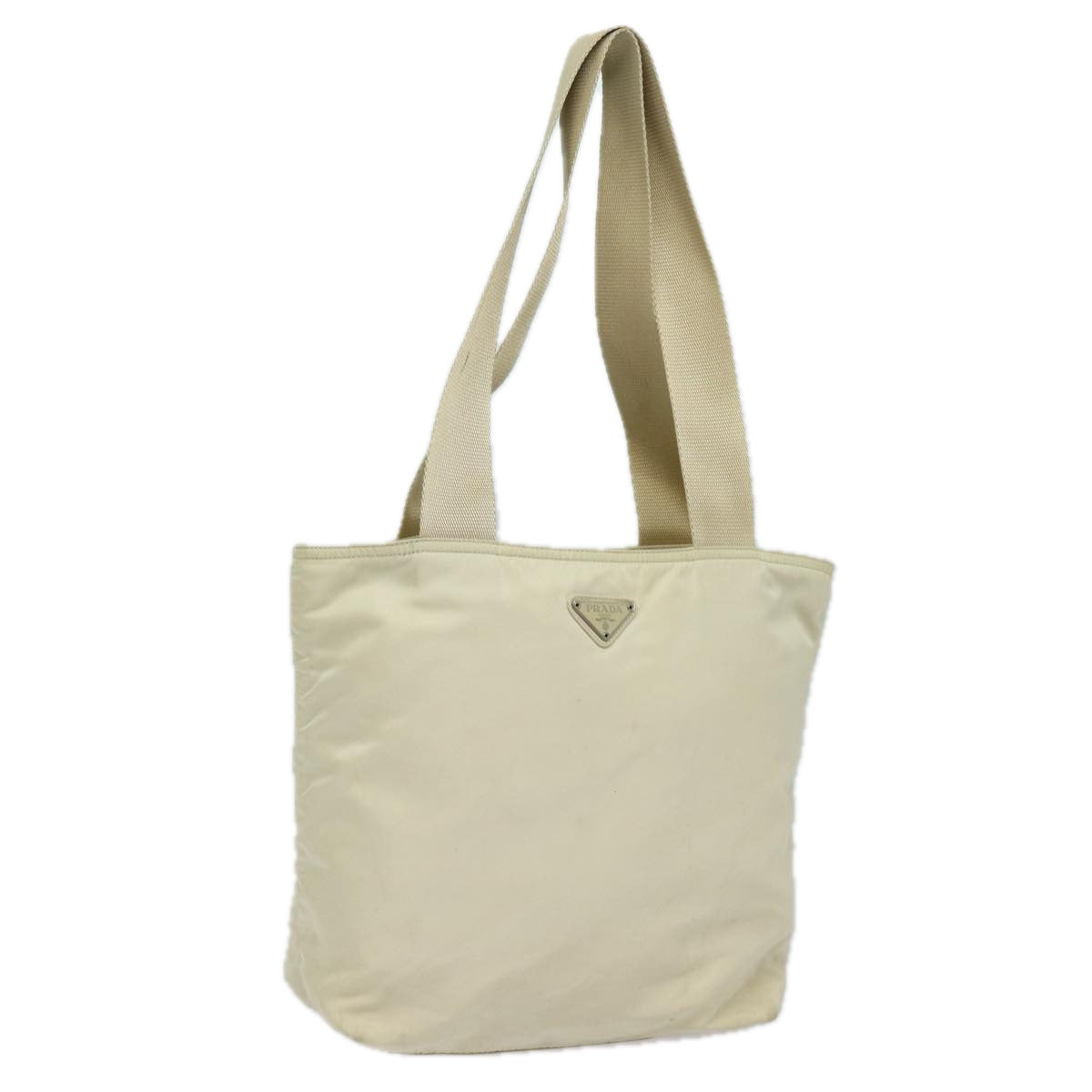 PRADA Nylon Tote Bag Beige Auth 80097