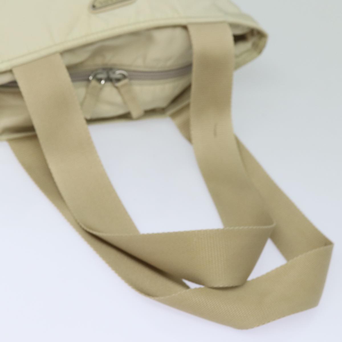 PRADA Nylon Tote Bag Beige Auth 80097