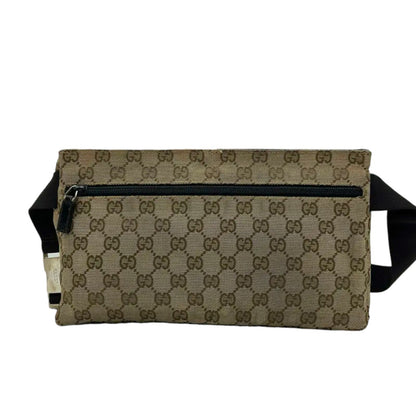 Gucci Double Pocket Waist Bag GG Supreme Monogram Canvas Beige SHW