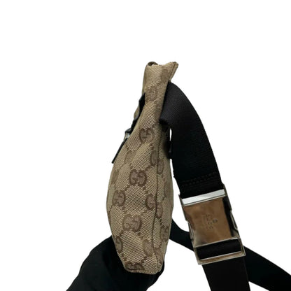 Gucci Double Pocket Waist Bag GG Supreme Monogram Canvas Beige SHW