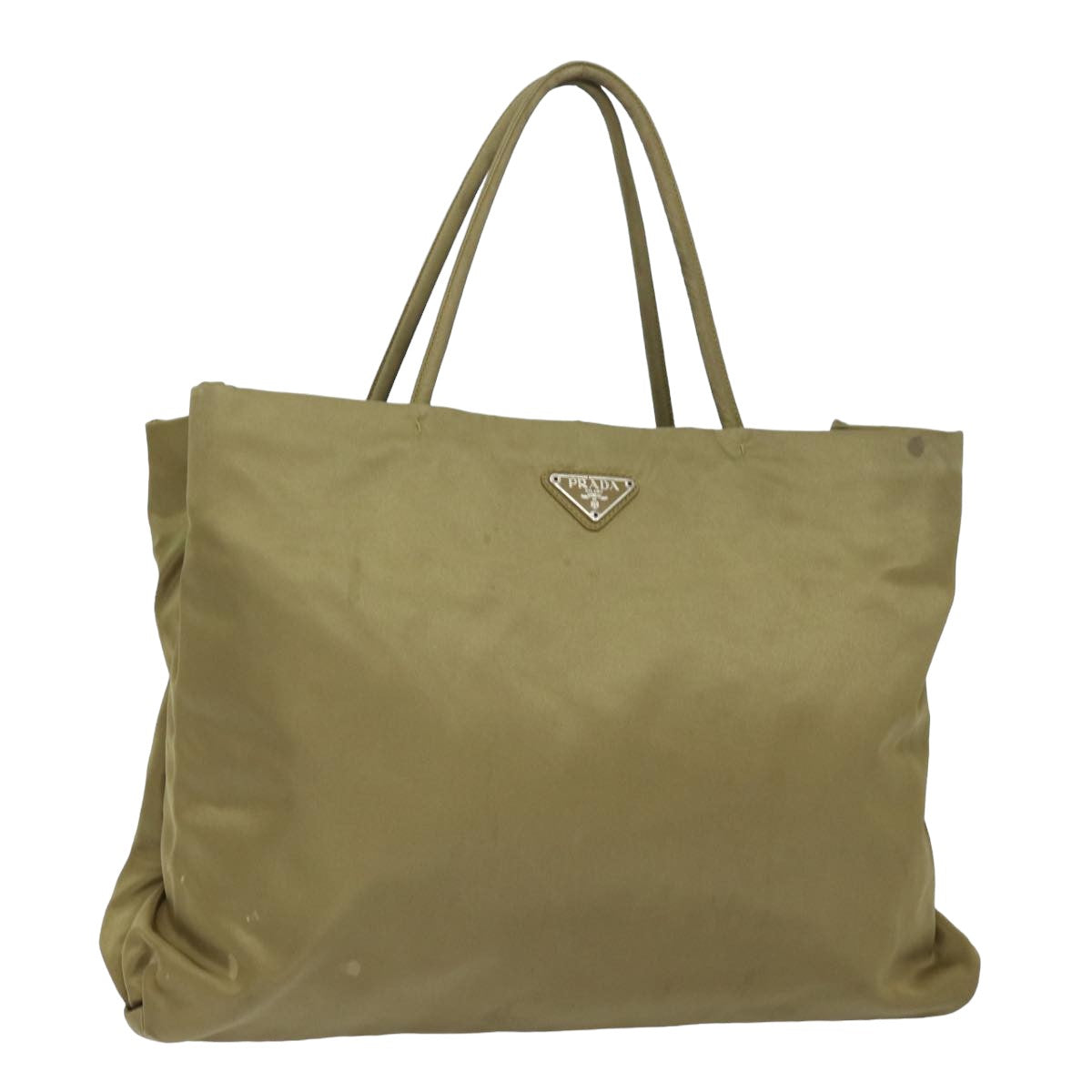 PRADA Nylon Hand Bag Khaki Auth 80103