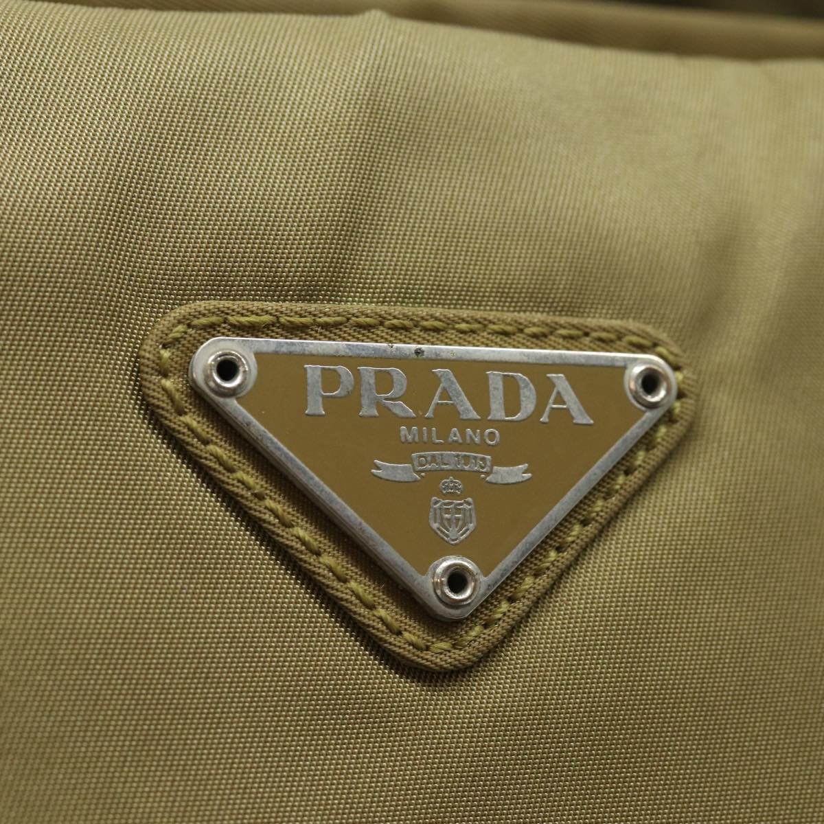 PRADA Nylon Hand Bag Khaki Auth 80103