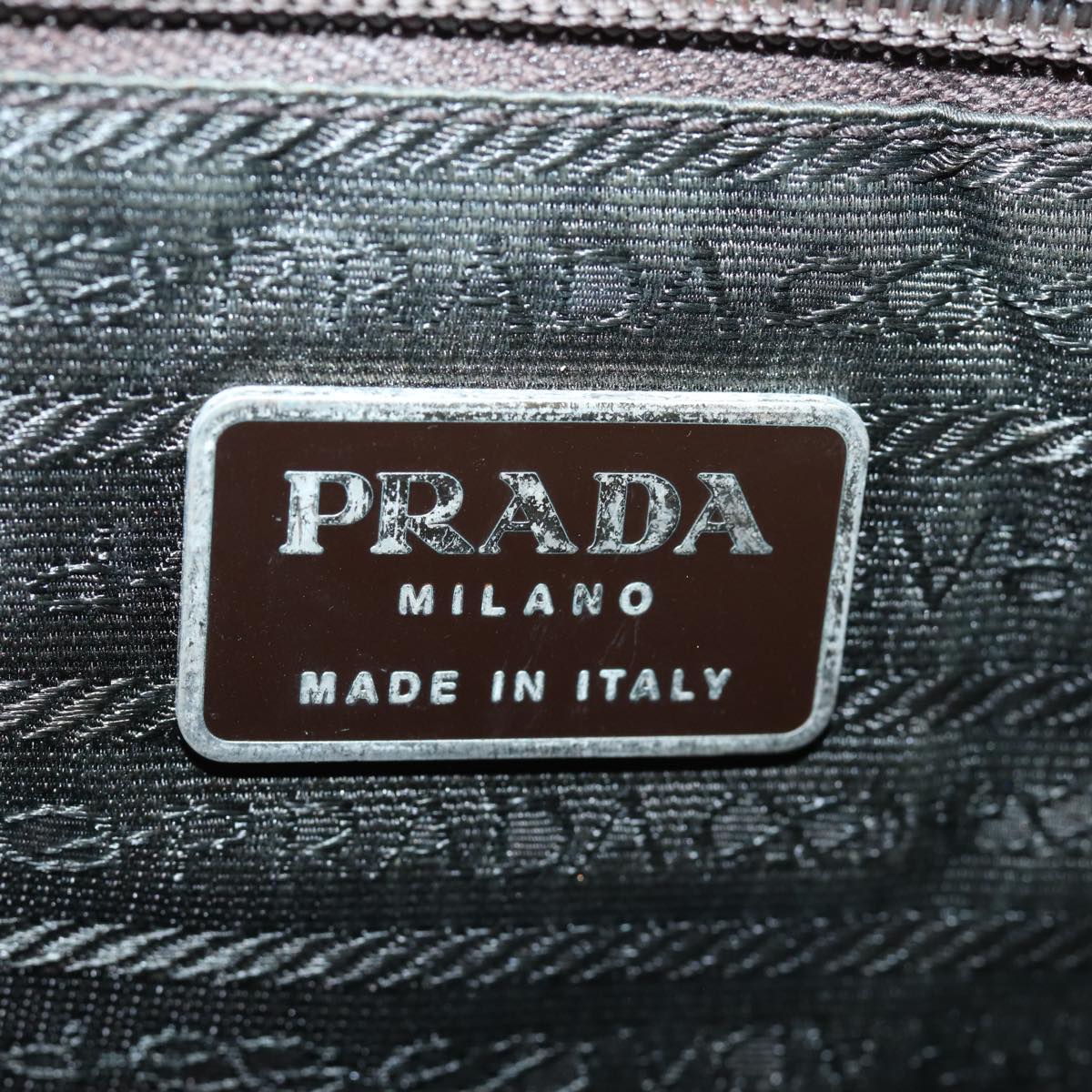 PRADA Nylon Hand Bag Khaki Auth 80103