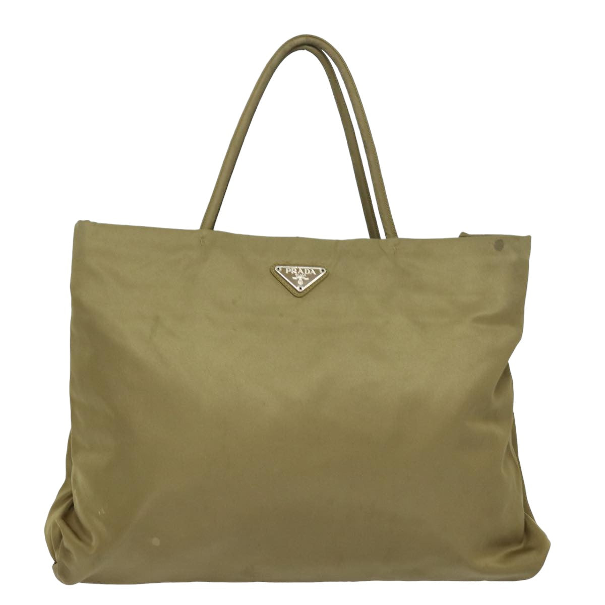 PRADA Nylon Hand Bag Khaki Auth 80103