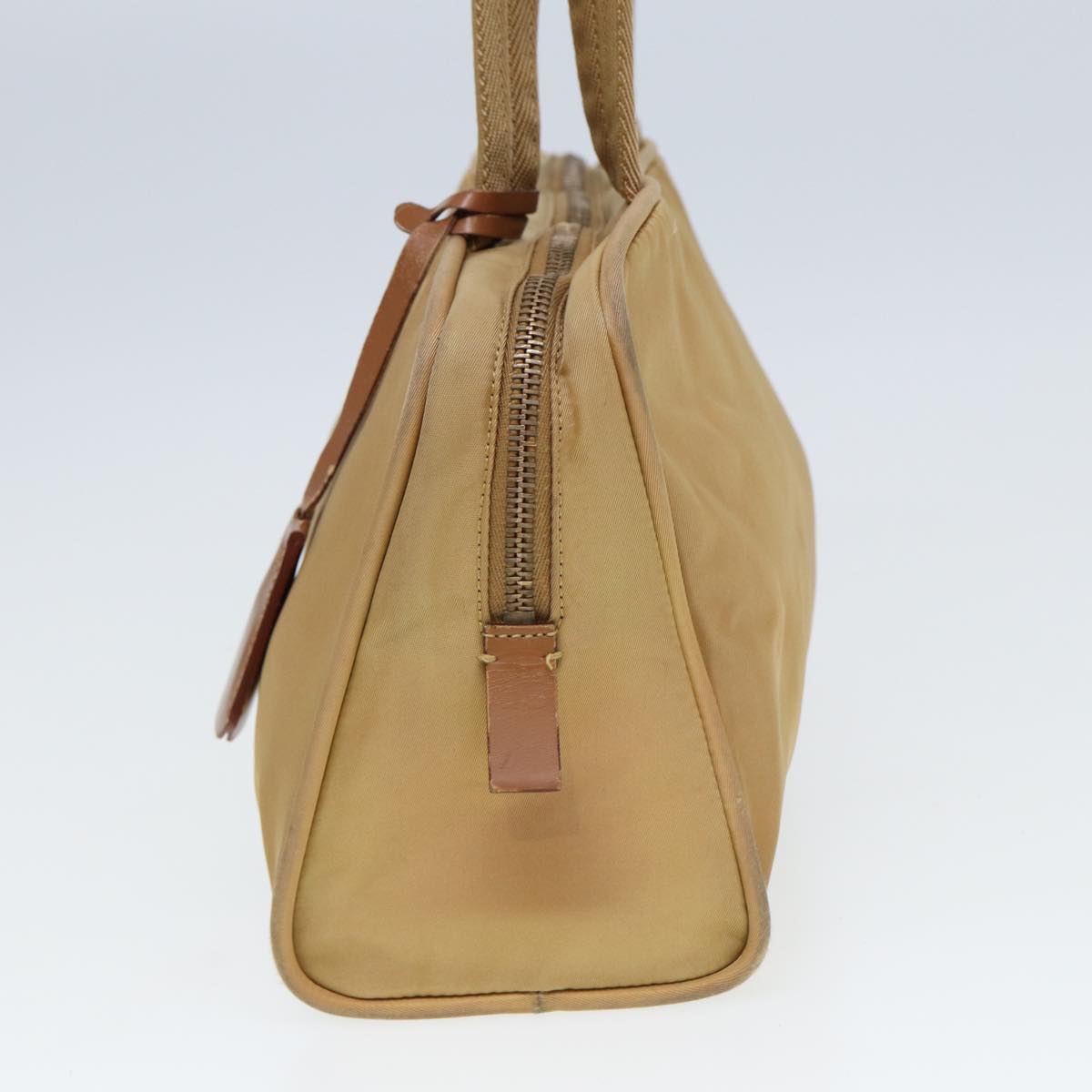 PRADA Nylon Hand Bag Beige Auth 80107