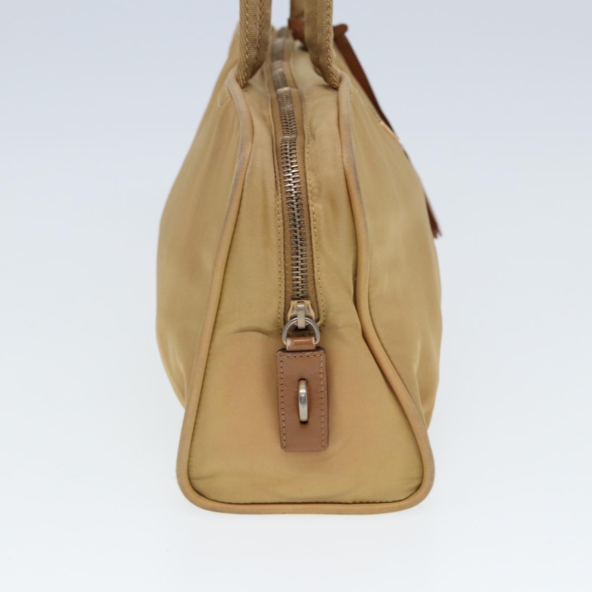 PRADA Nylon Hand Bag Beige Auth 80107