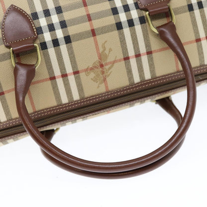 BURBERRYSs Nova Check Boston Bag PVC Leather 2way Beige Auth 80146