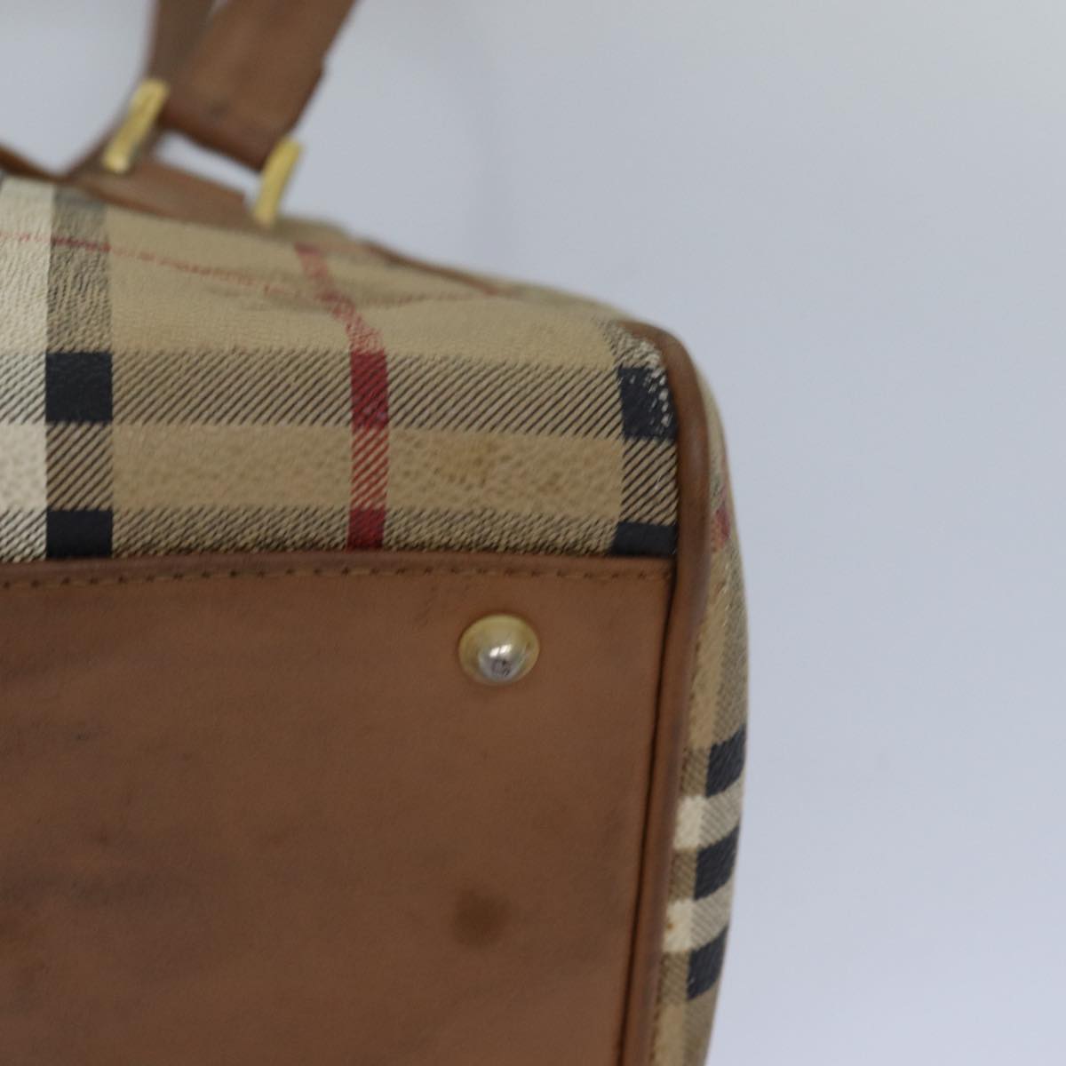 BURBERRYSs Nova Check Shoulder Bag PVC Leather Beige Auth 80163