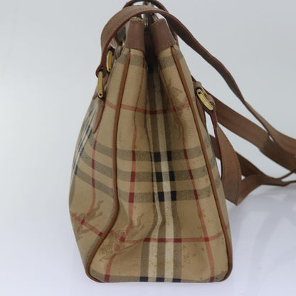 BURBERRYSs Nova Check Shoulder Bag PVC Leather Beige Auth 80163
