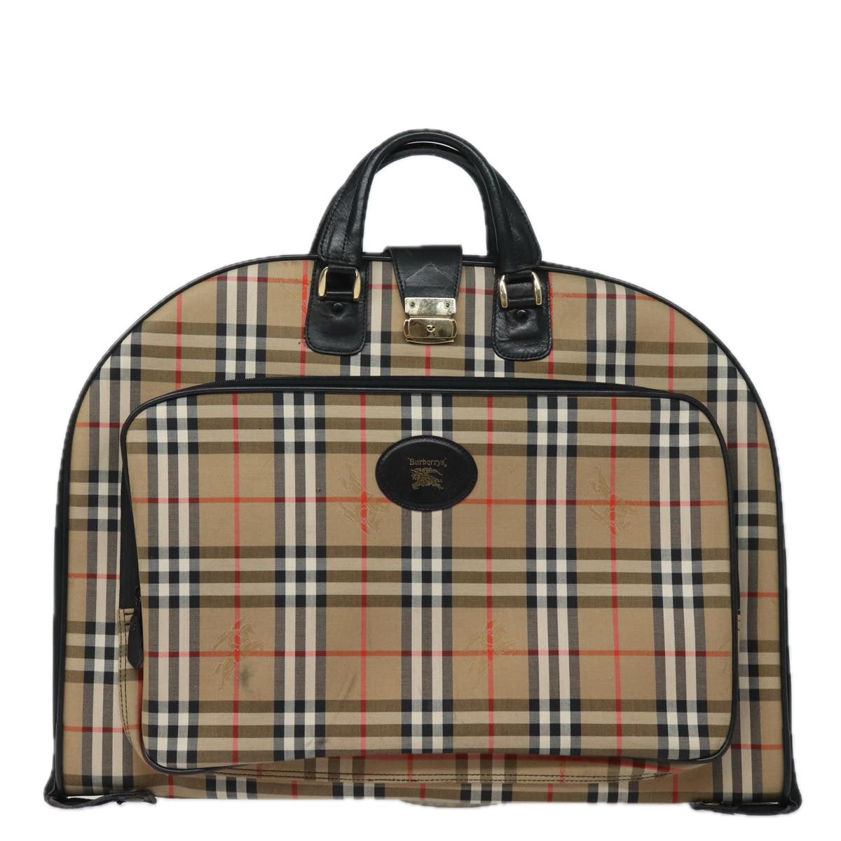 BURBERRYSs Nova Check Garment Cover Canvas Beige Black Auth 80164