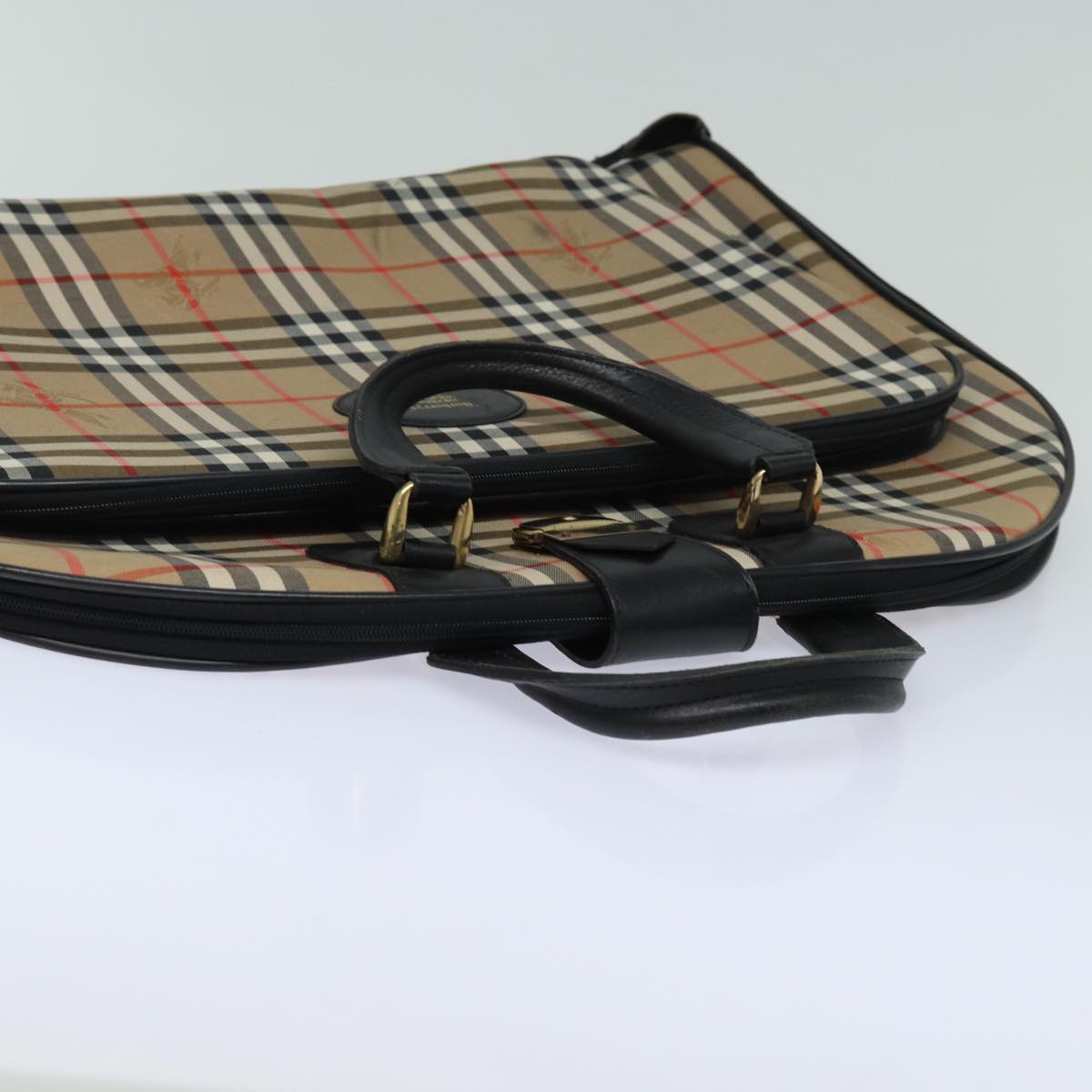 BURBERRYSs Nova Check Garment Cover Canvas Beige Black Auth 80164