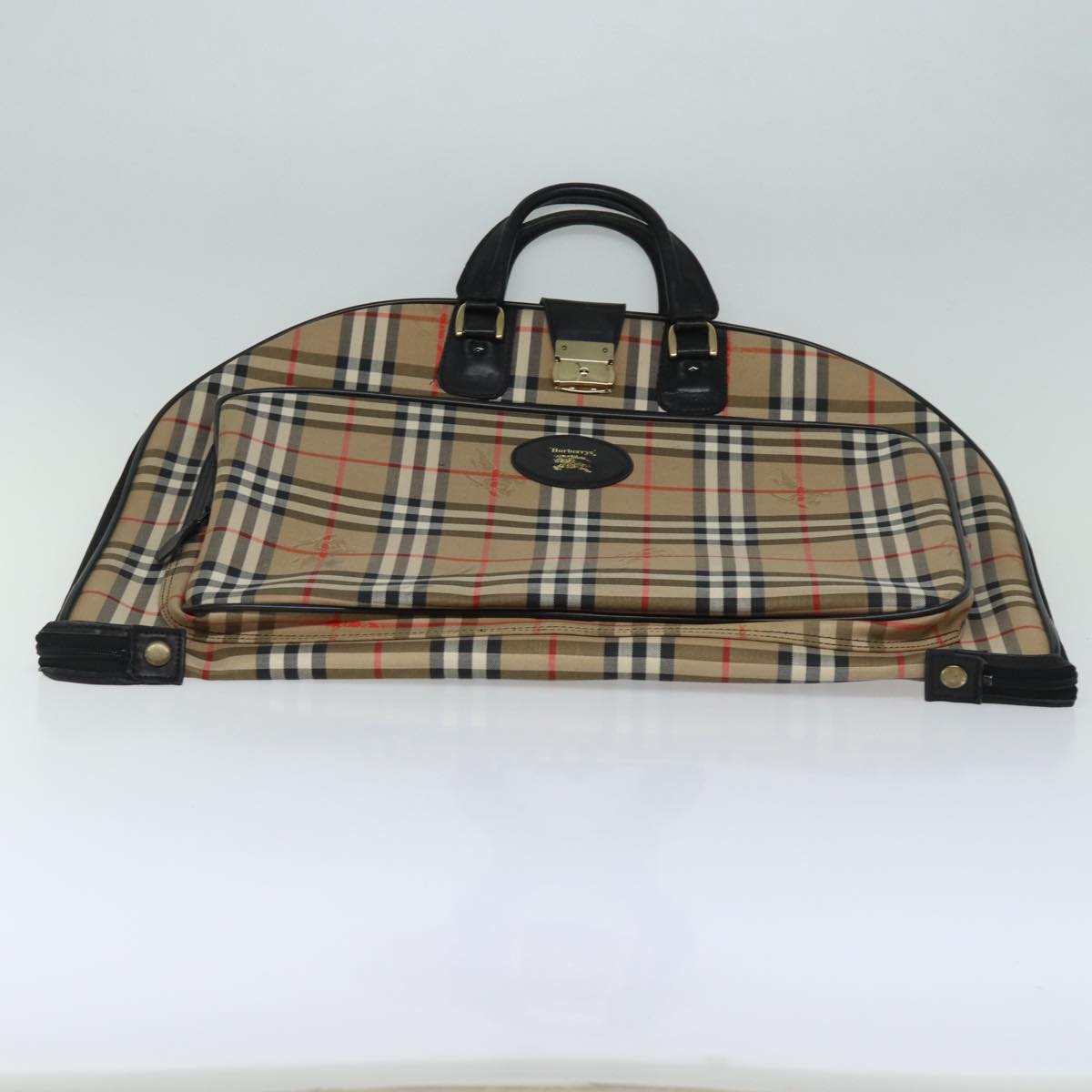 BURBERRYSs Nova Check Garment Cover Canvas Beige Black Auth 80164