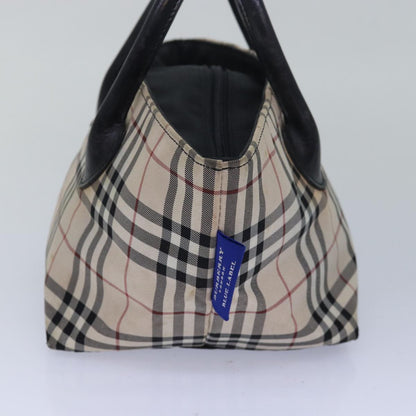 BURBERRY Nova Check Blue Label Hand Bag Nylon Beige Auth 80166