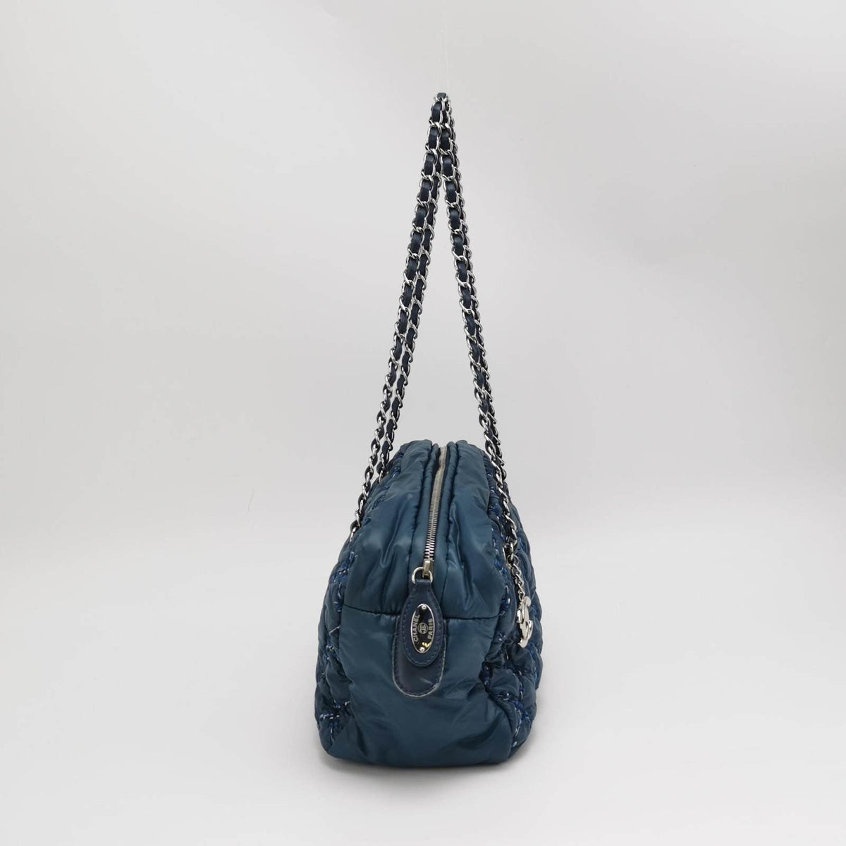 Chanel Paris-Byzance Tweed On Stitch Navy Nylon Bag