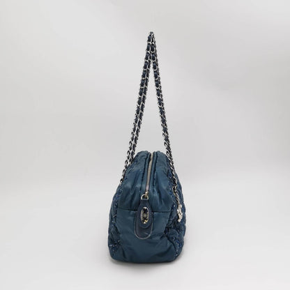 Chanel Paris-Byzance Tweed On Stitch Navy Nylon Bag